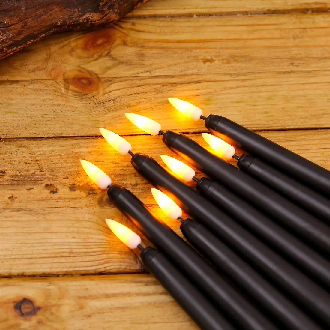 Flameless LED Taper Candles With Realistic Flickering Halloween Glow