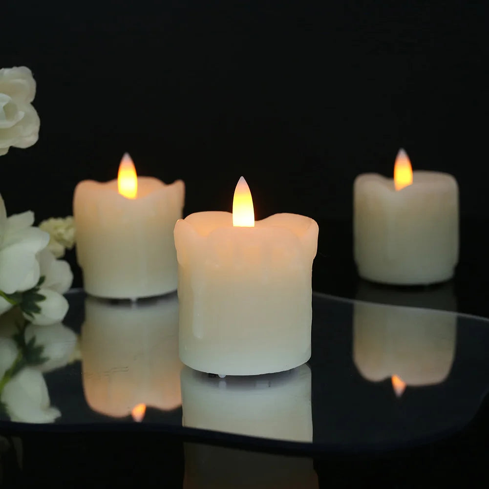 6Pc Real Wax Coated LED Tea Light Candle with Remote Timer 300+Hour Realistic Black Wick Battery Operated Candles for Wedding Christmas Table Decor