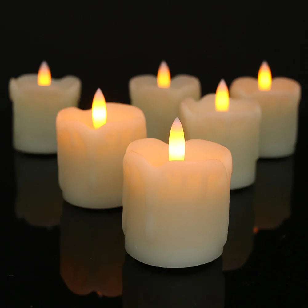 6Pc Real Wax Coated LED Tea Light Candle with Remote Timer 300+Hour Realistic Black Wick Battery Operated Candles for Wedding Christmas Table Decor