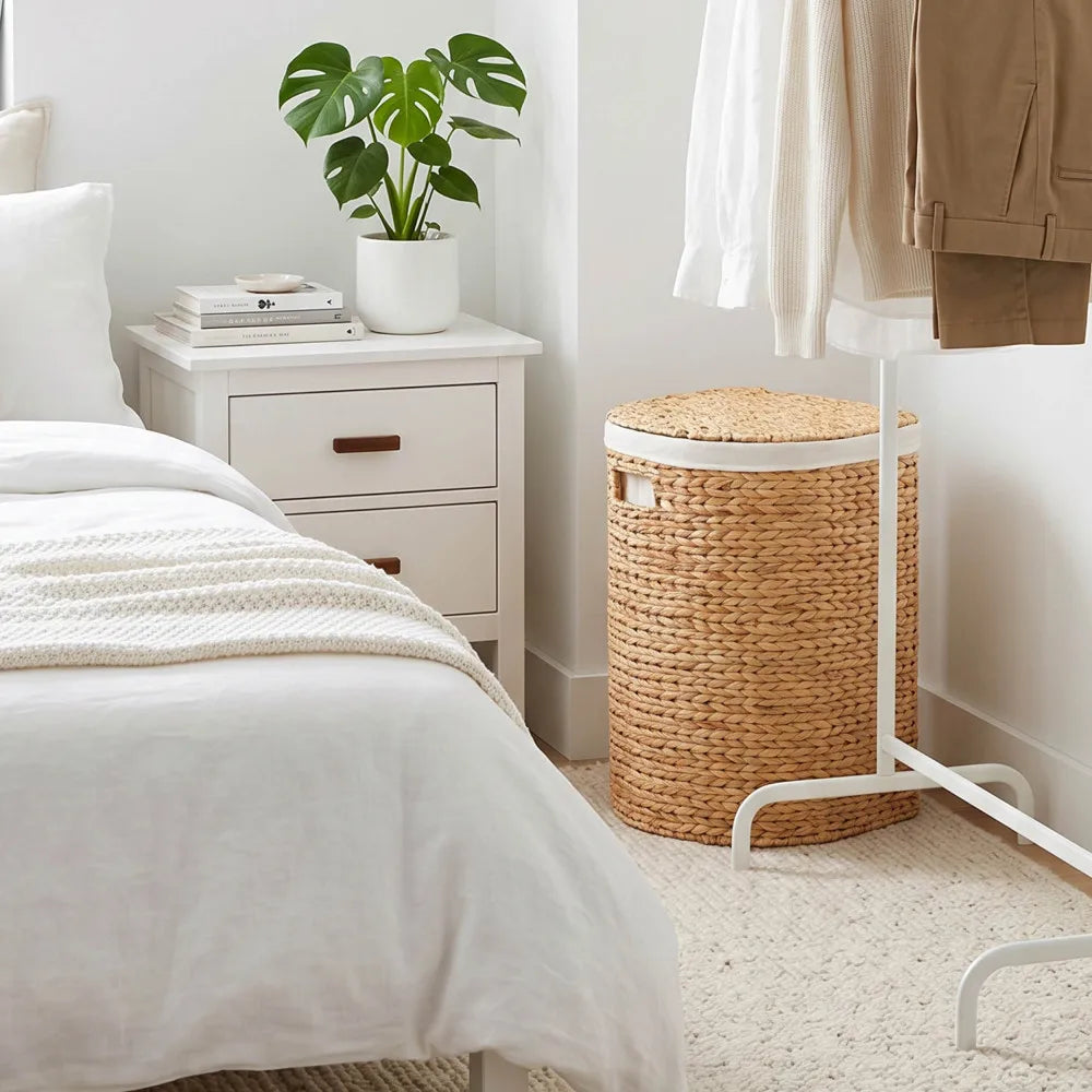 Water Hyacinth Woven Oval Laundry Hamper Storage Basket