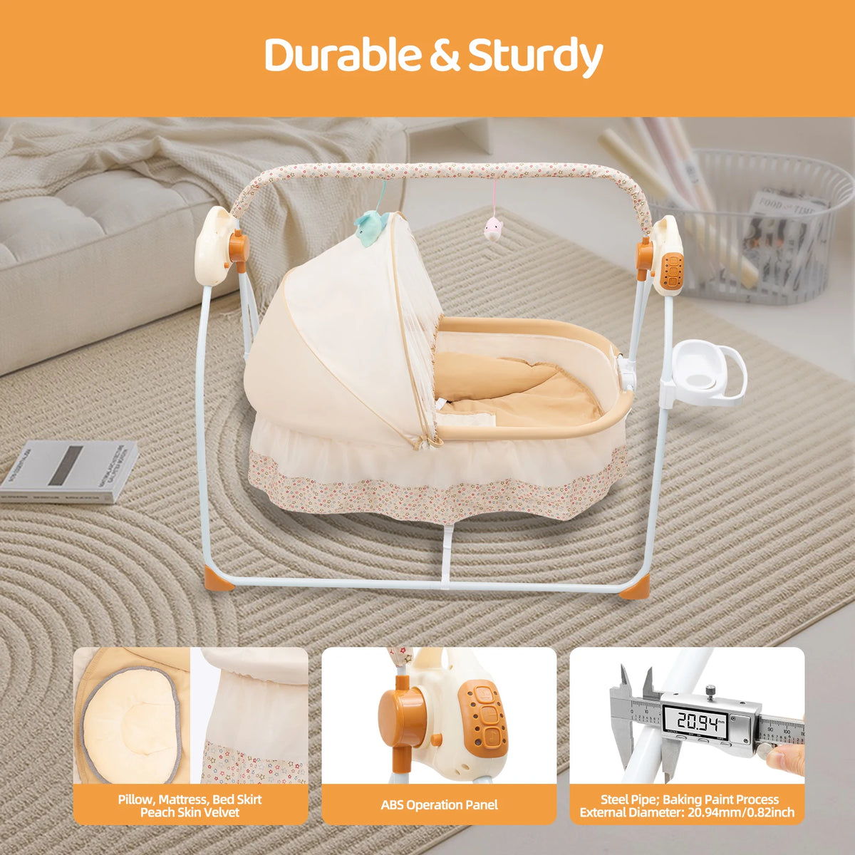 Automatic Electric Baby Crib Cradle With Remote Control And Music