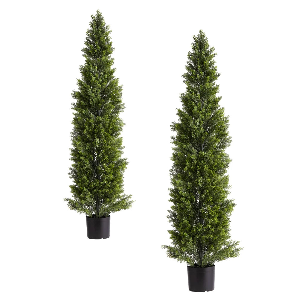 Artificial Topiary Cedar Trees Two Piece Faux Pine Plants