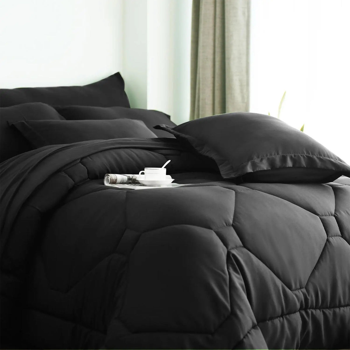 Modern Microfiber Comforter Set With Sheets Complete Bedding Set
