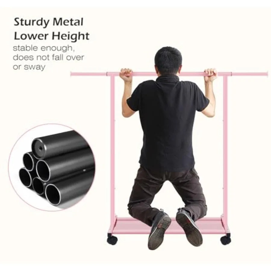 Bamboo Rolling Garment Rack Clothes Storage Organizer