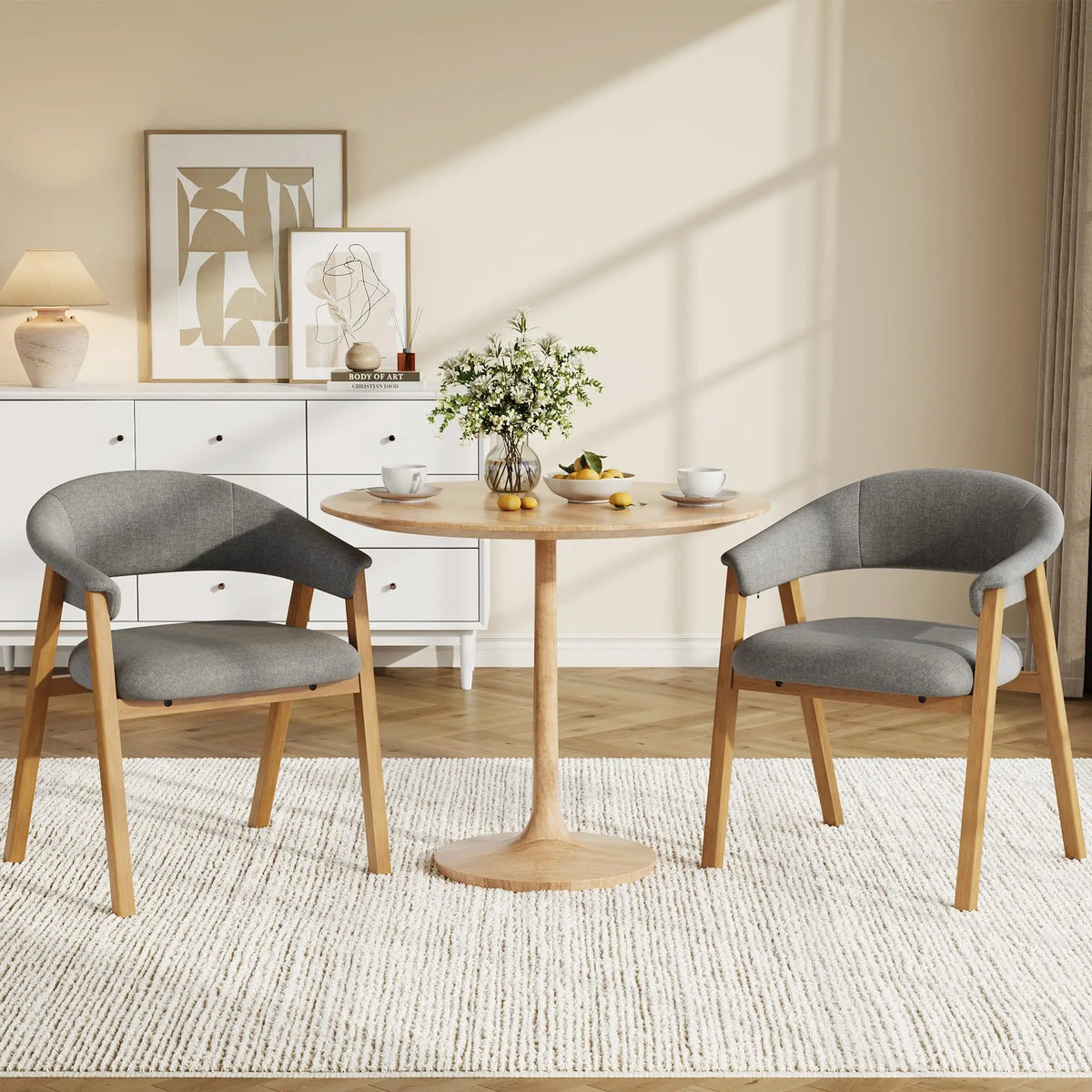 HiMISS Modern Barrel Dining Chairs With Arms And Wood Legs