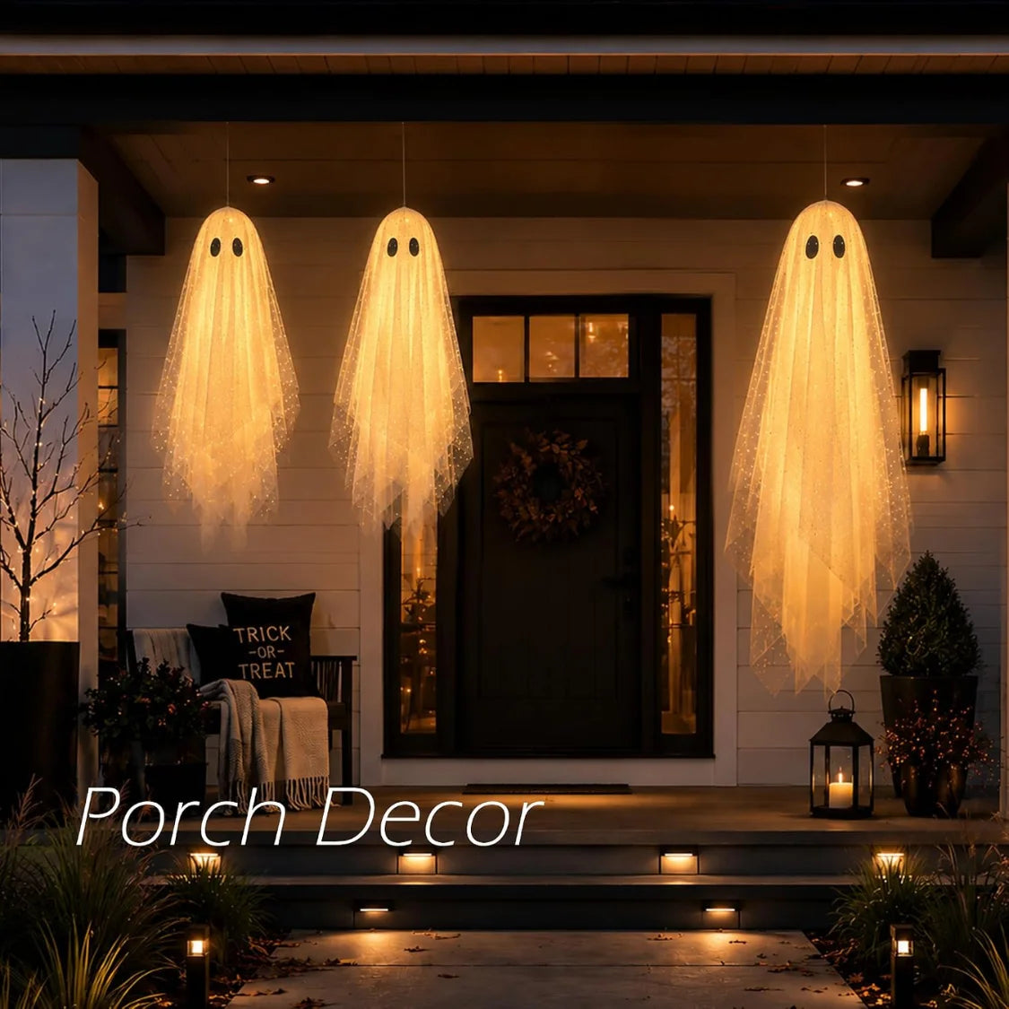 Lighted Hanging Ghost Decorations for Indoor Outdoor Halloween
