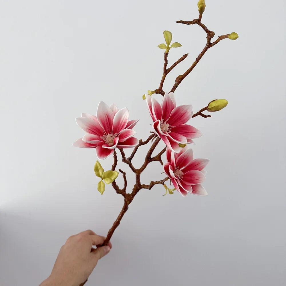 70cm Magnolia Artificial Flower Touch Feeling Faux Gradient Lotus Flower Branch Living Room Decoration Wedding
