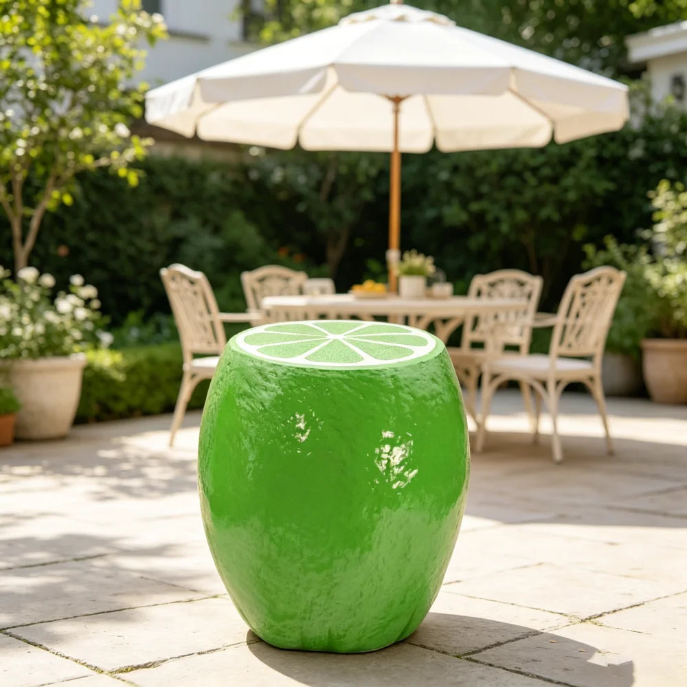 Novelty Lime Shaped Resin Stool Accent Table And Plant Stand