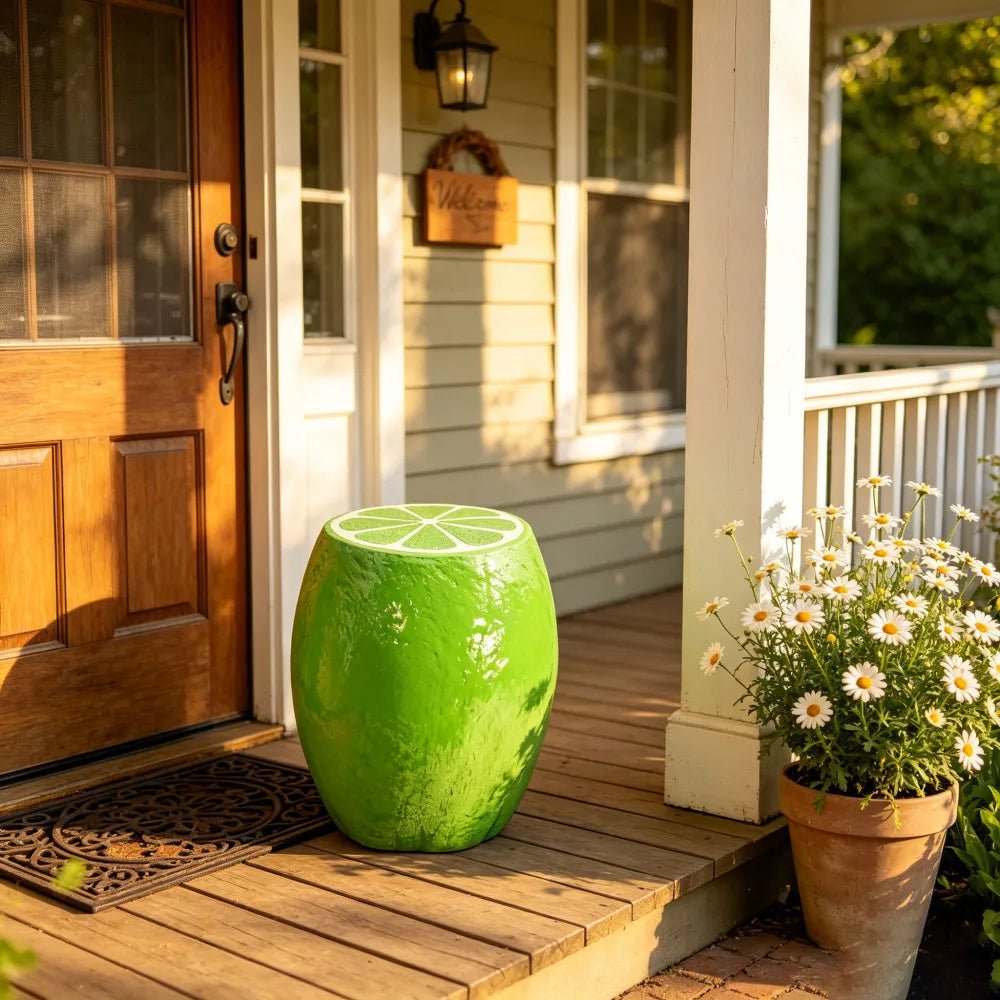 Novelty Lime Shaped Resin Stool Accent Table And Plant Stand