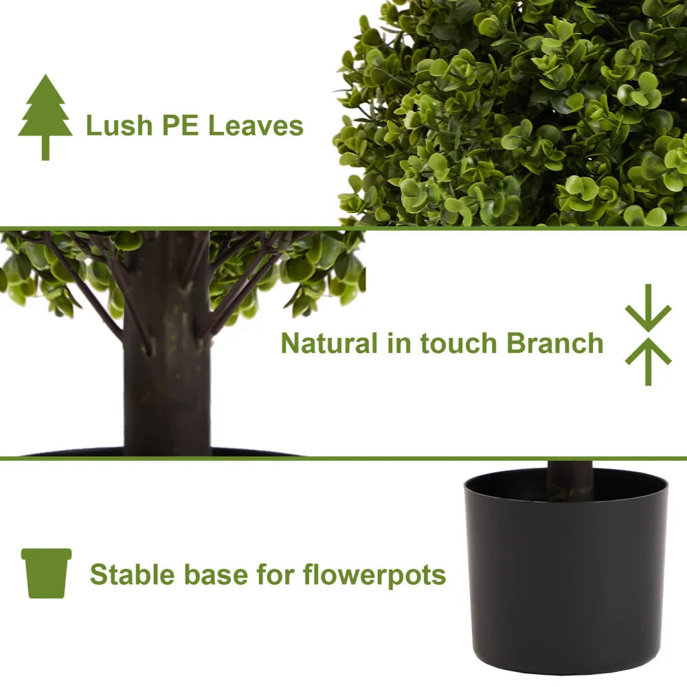 Artificial Boxwood Topiary Ball Tree In Pot Home Garden Decor