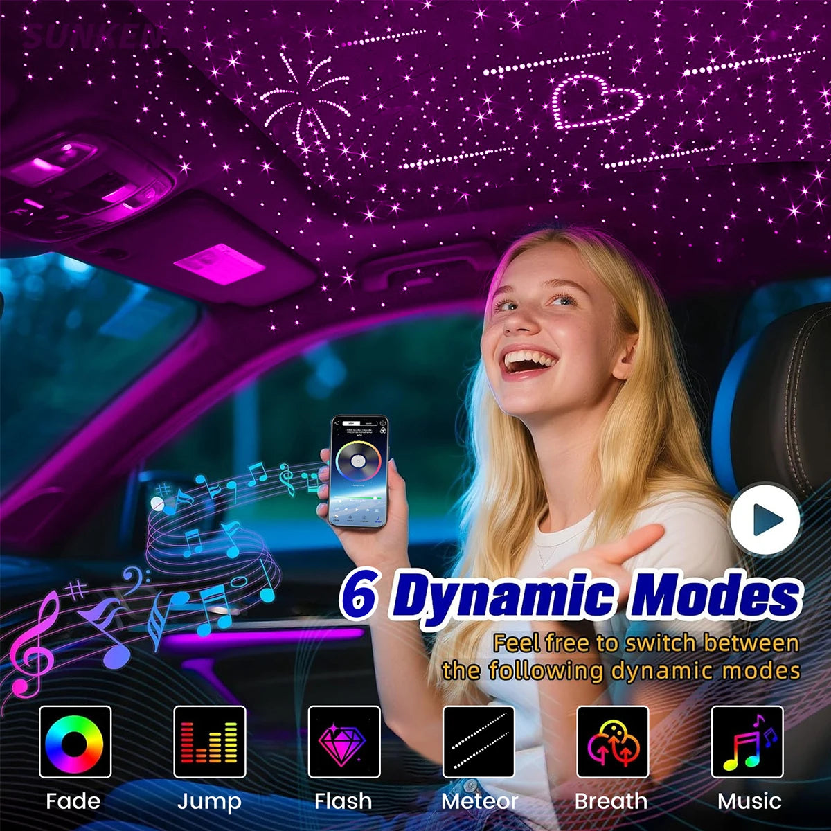 BRIVULGENT Fiber Optic Starlight Headliner Kit With Twinkle Effects