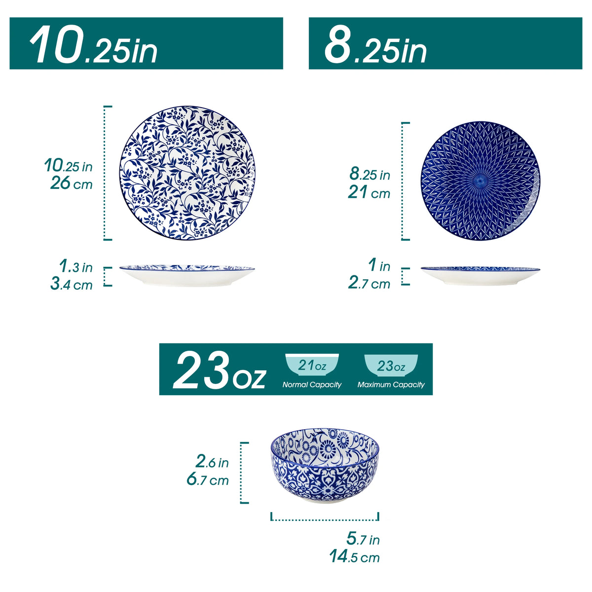 MALACASA Ceramic Dinnerware Plate Set For Elegant Dining