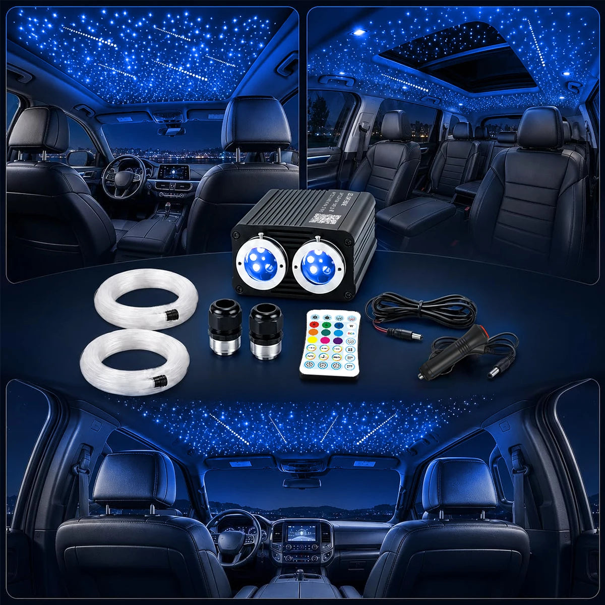 BRIVULGENT RGBW Fiber Optic Star Ceiling Light Kit for Cars