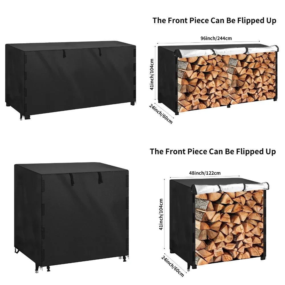 Waterproof Heavy Duty Firewood Rack Cover With Secure Buckle Straps