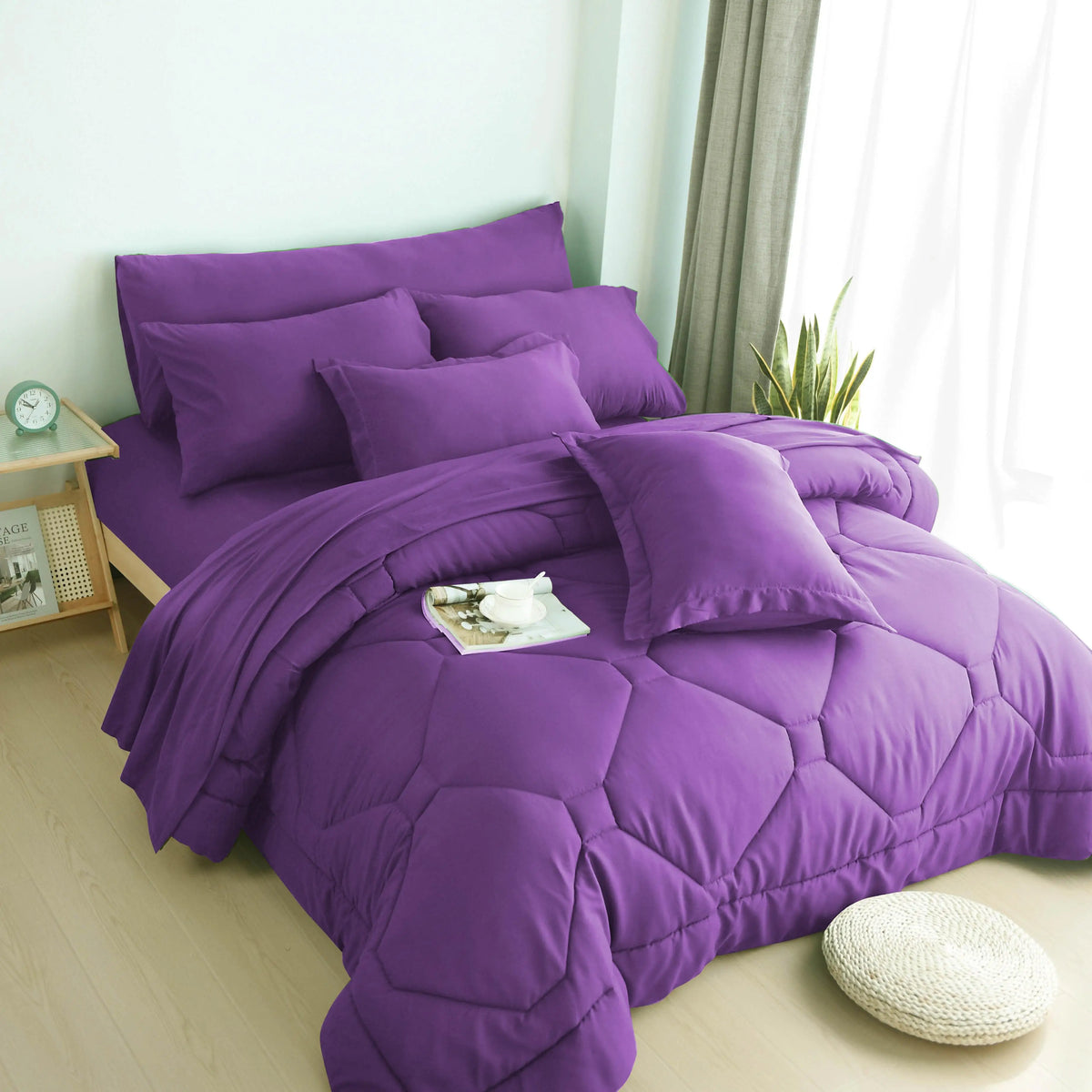 Modern Microfiber Comforter Set With Sheets Complete Bedding Set