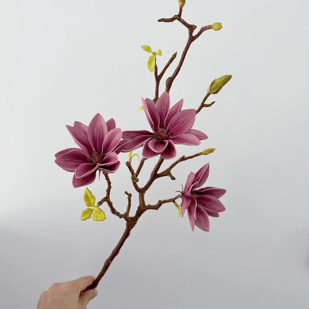 70cm Magnolia Artificial Flower Touch Feeling Faux Gradient Lotus Flower Branch Living Room Decoration Wedding