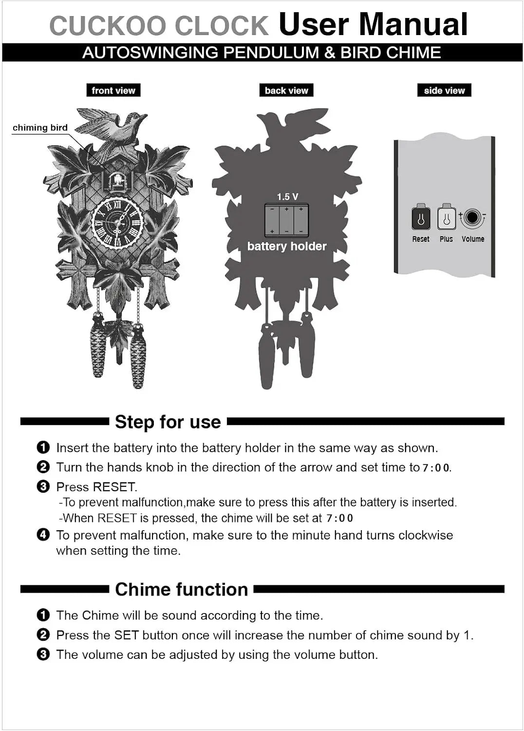 Northern European Cuckoo Wall Clock With Decorative Alarm Function