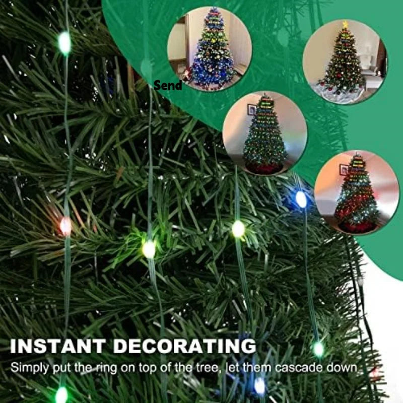 RGB Christmas Tree Waterfall Lights With Star Topper Remote Control