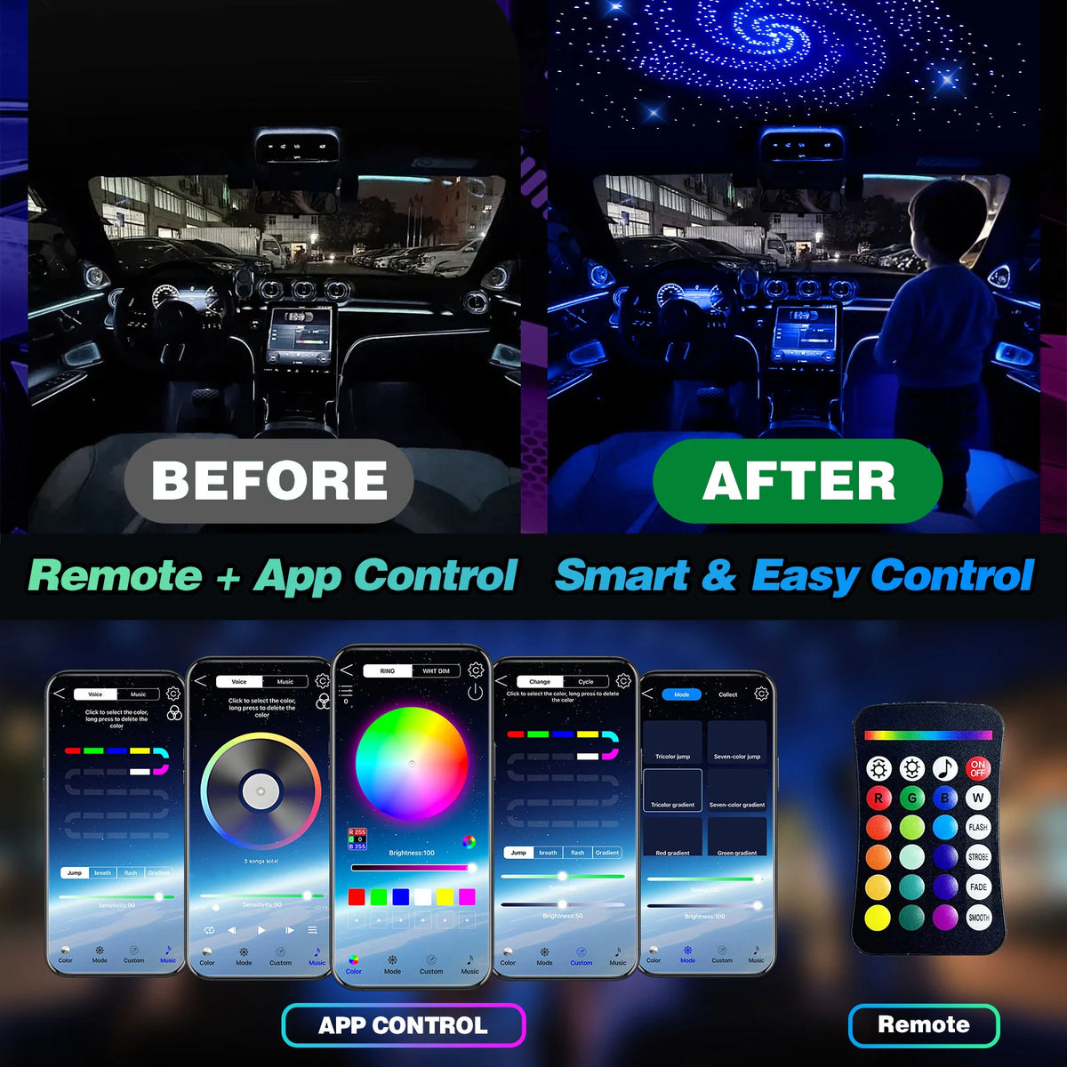 BRIVULGENT RGBW Fiber Optic Star Ceiling Light With App Control
