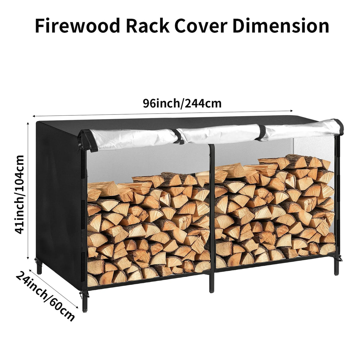 Waterproof Heavy Duty Firewood Rack Cover With Secure Buckle Straps