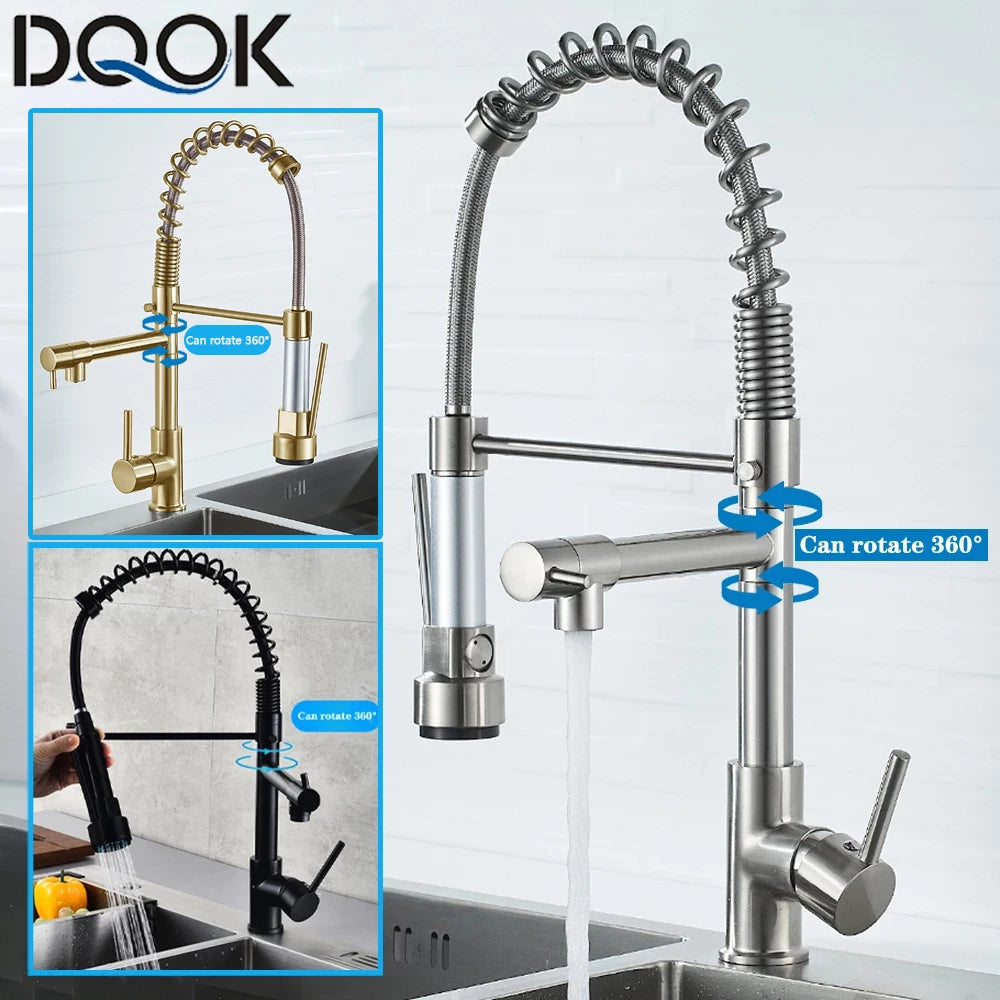 DQOK Stainless Steel Pull Down Kitchen Sink Faucet