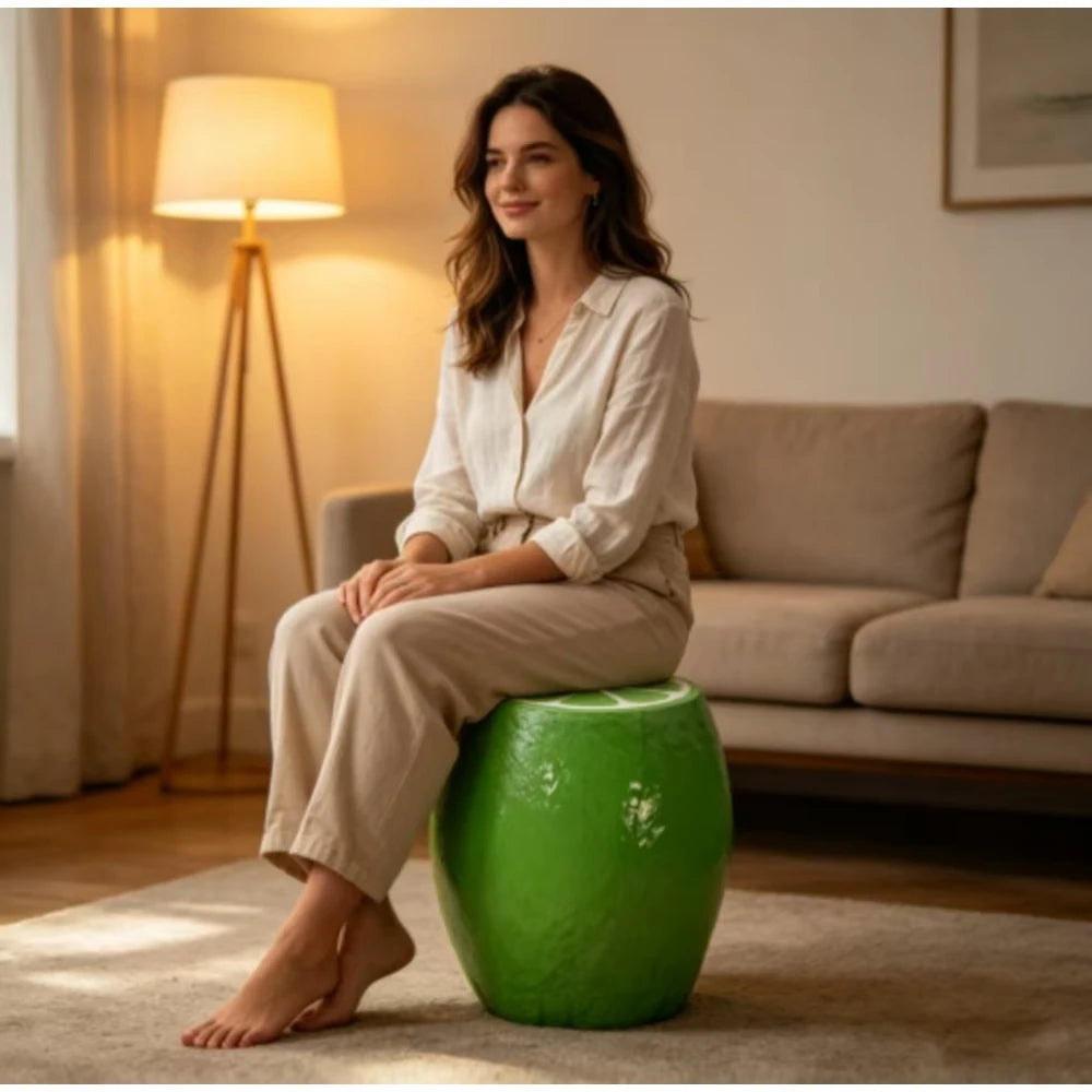 Novelty Lime Shaped Resin Stool Accent Table And Plant Stand