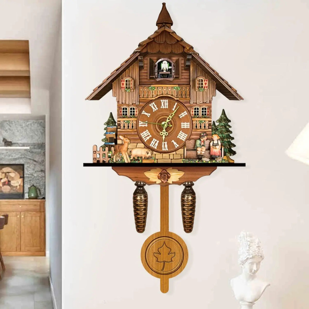 Northern European Cuckoo Wall Clock With Decorative Alarm Function
