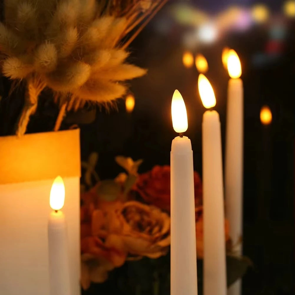 LED Flameless Taper Candles With Flickering Light And Remote Control