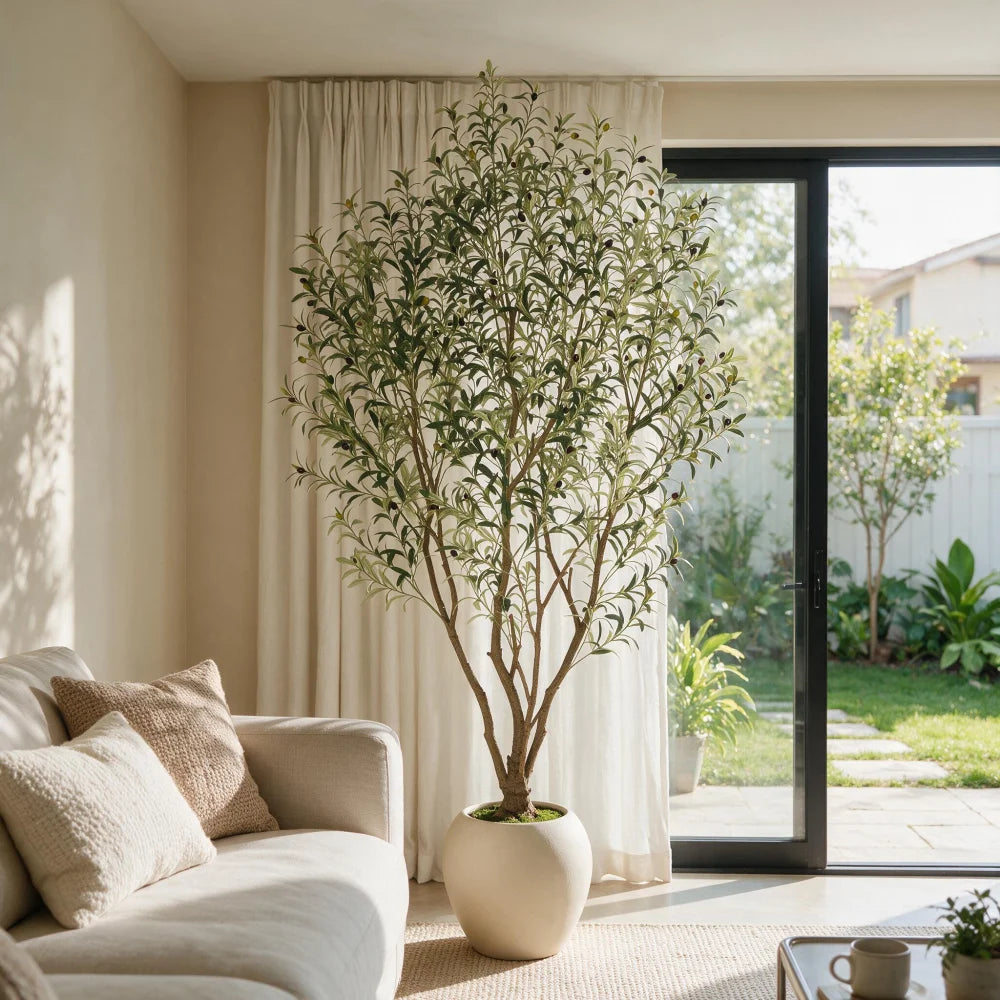 Artificial Olive Tree With Decorative Planter For Indoor Outdoor Decor