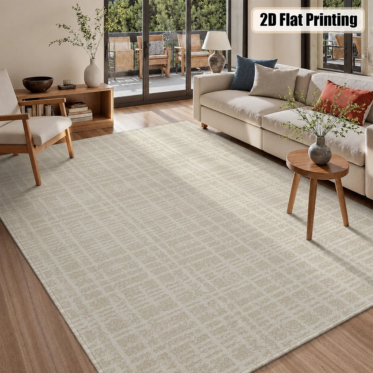 Soft Velvet Striped Area Rug With Non Slip Backing