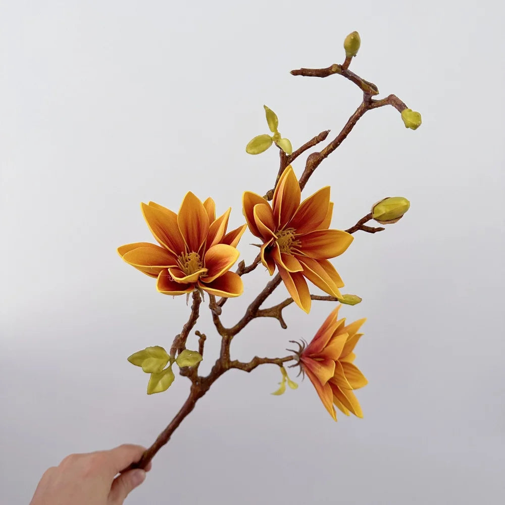 70cm Magnolia Artificial Flower Touch Feeling Faux Gradient Lotus Flower Branch Living Room Decoration Wedding