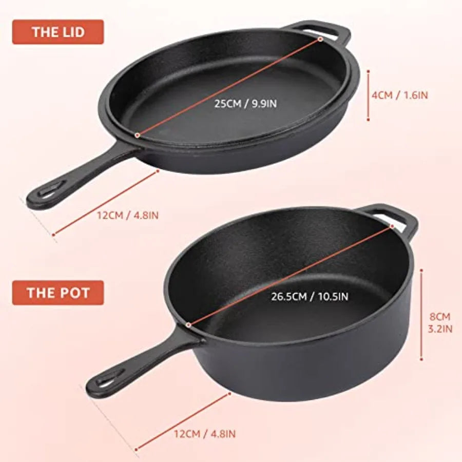 Pre Seasoned Cast Iron Skillet With Lid And Dutch Oven