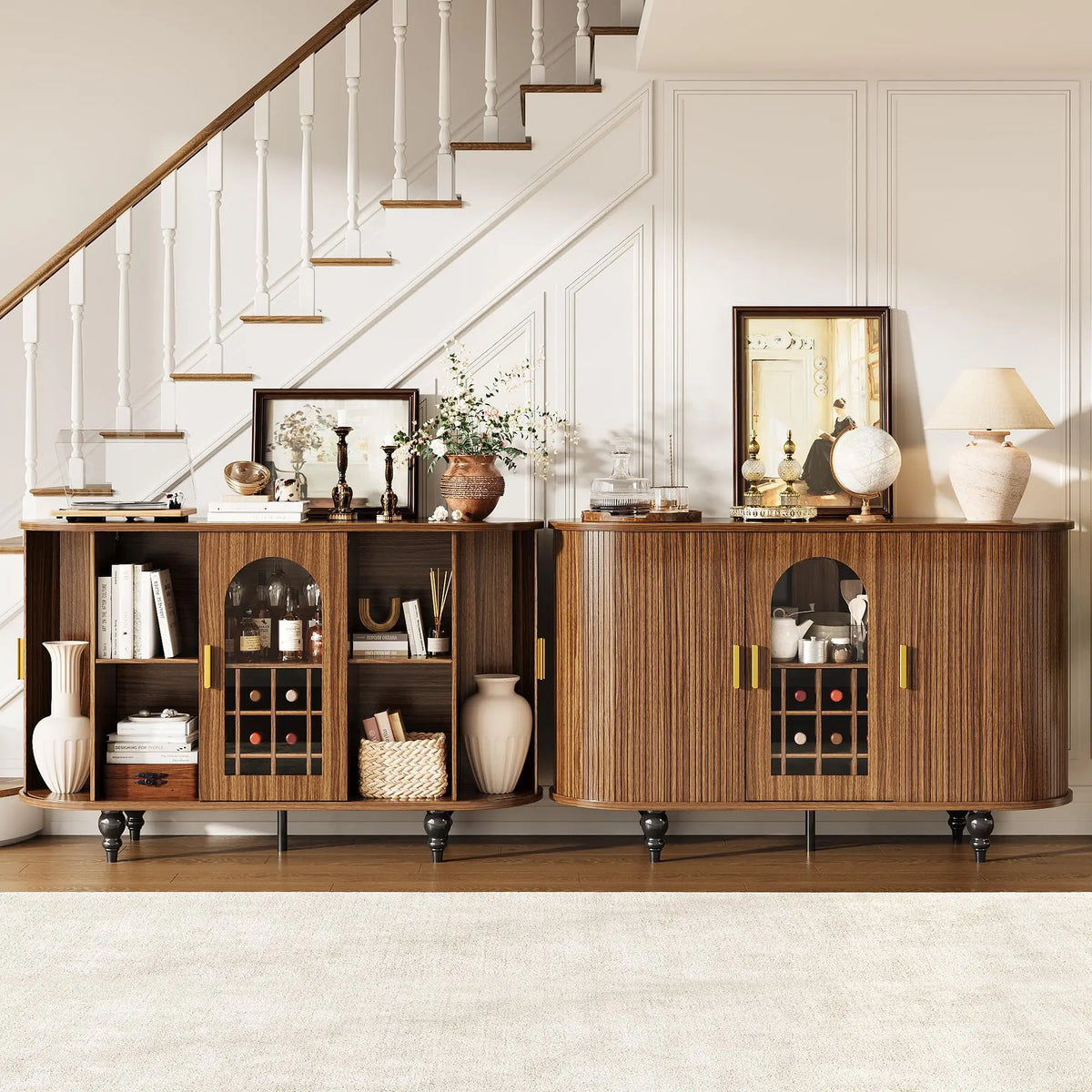 HiMISS Modern Bar Cabinet With Wine Rack And Glass Holder
