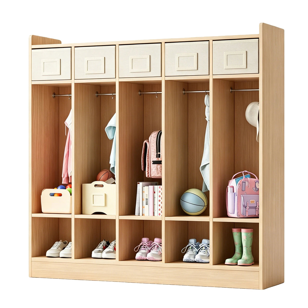 HiMISS Classroom Coat Locker With Cubbies And Hooks