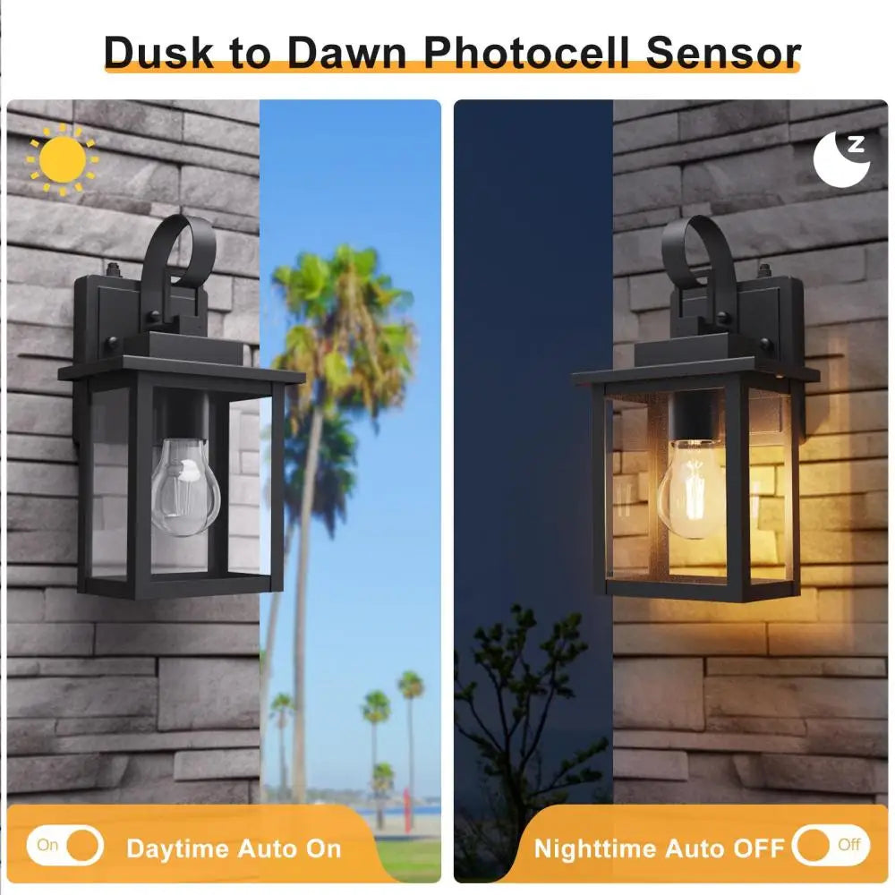 Outdoor Dusk To Dawn LED Wall Light With Tempered Glass