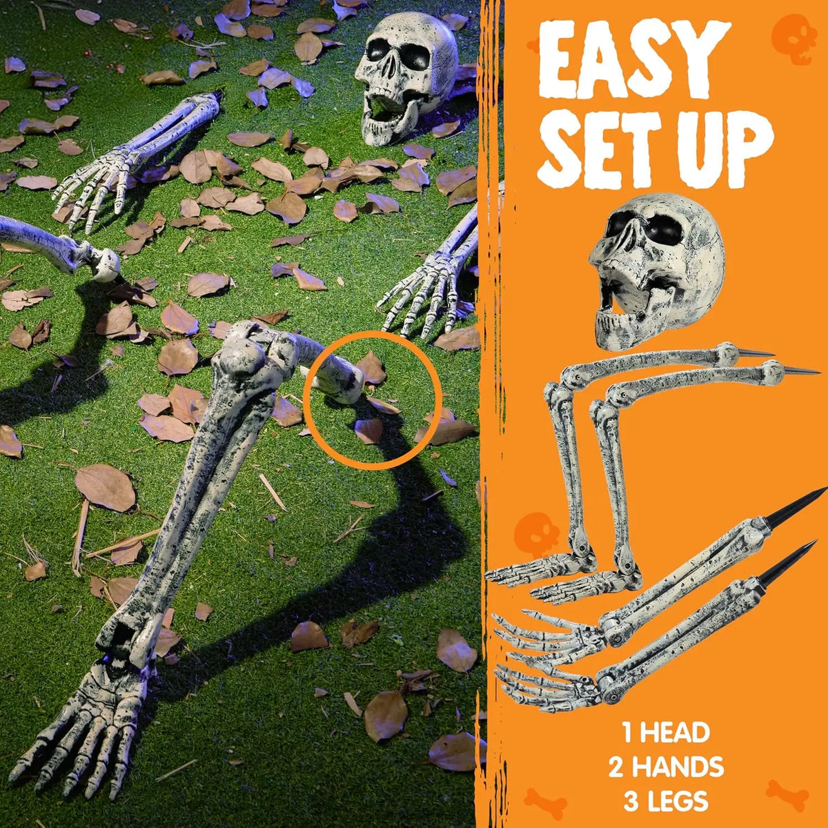 Halloween Skeleton Yard Stakes Outdoor Graveyard Decorations Set