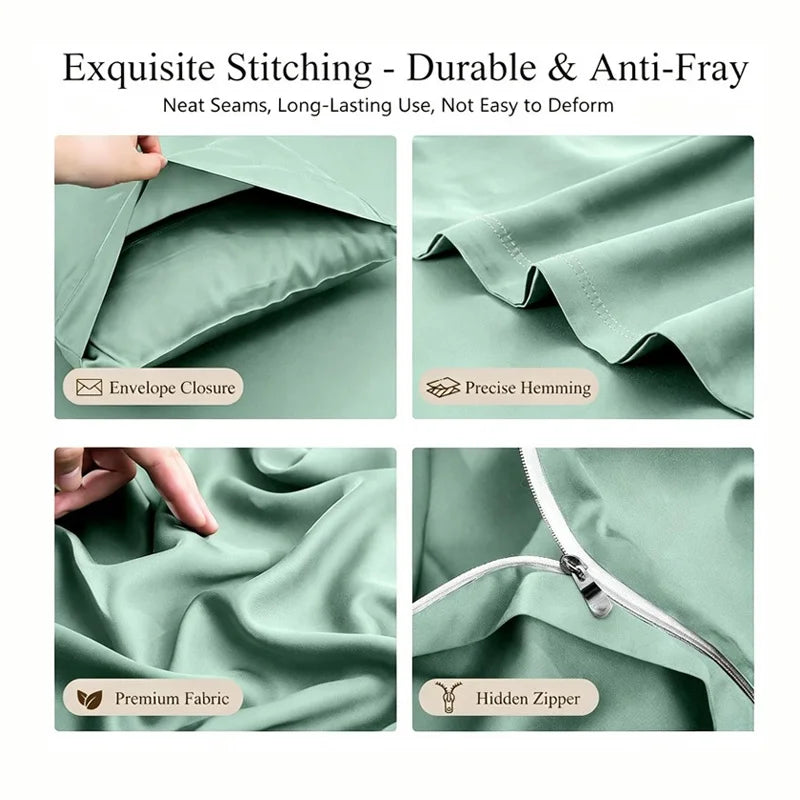 Bamboo Viscose Duvet Cover Set Cooling Breathable Bedding