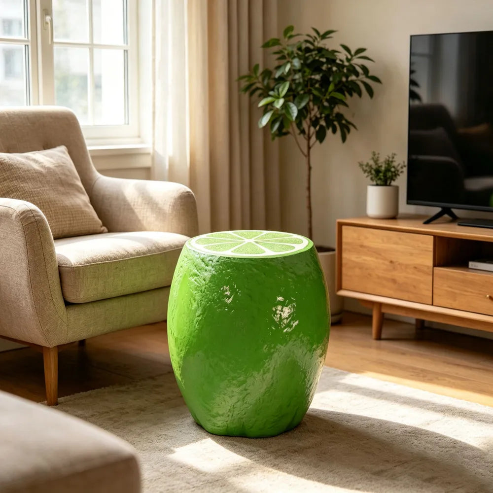 Novelty Lime Shaped Resin Stool Accent Table And Plant Stand