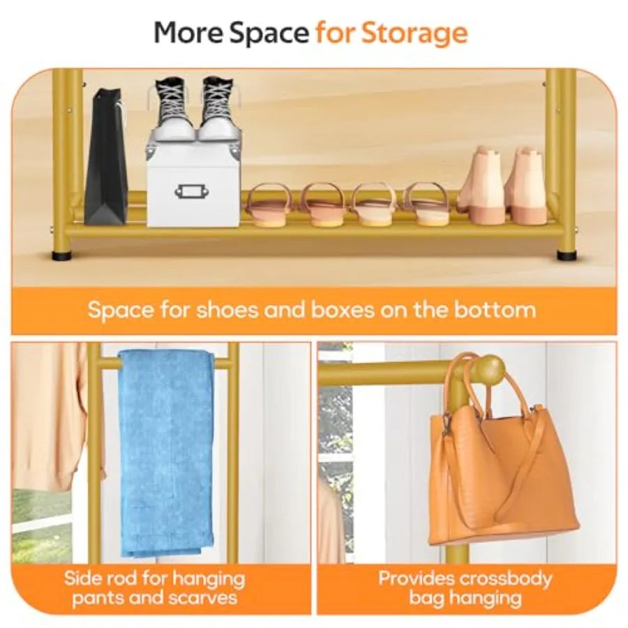 Heavy Duty Double Rod Garment Rack Portable Clothing Organizer