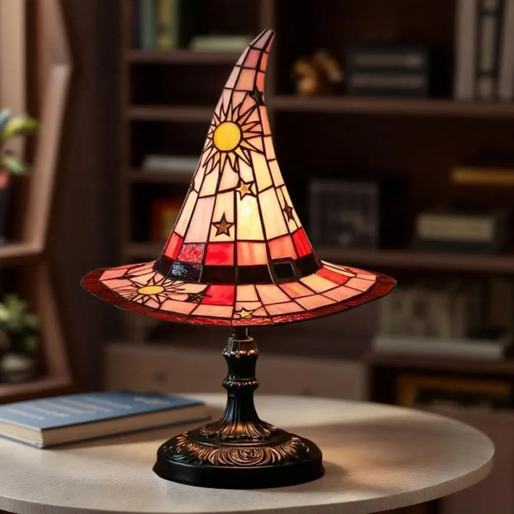 Witch Hat Resin Lamp Gothic Halloween Table Decor Night Light
