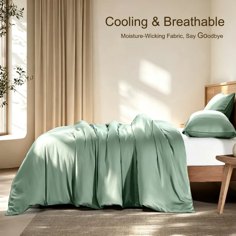 Bamboo Viscose Duvet Cover Set Cooling Breathable Bedding