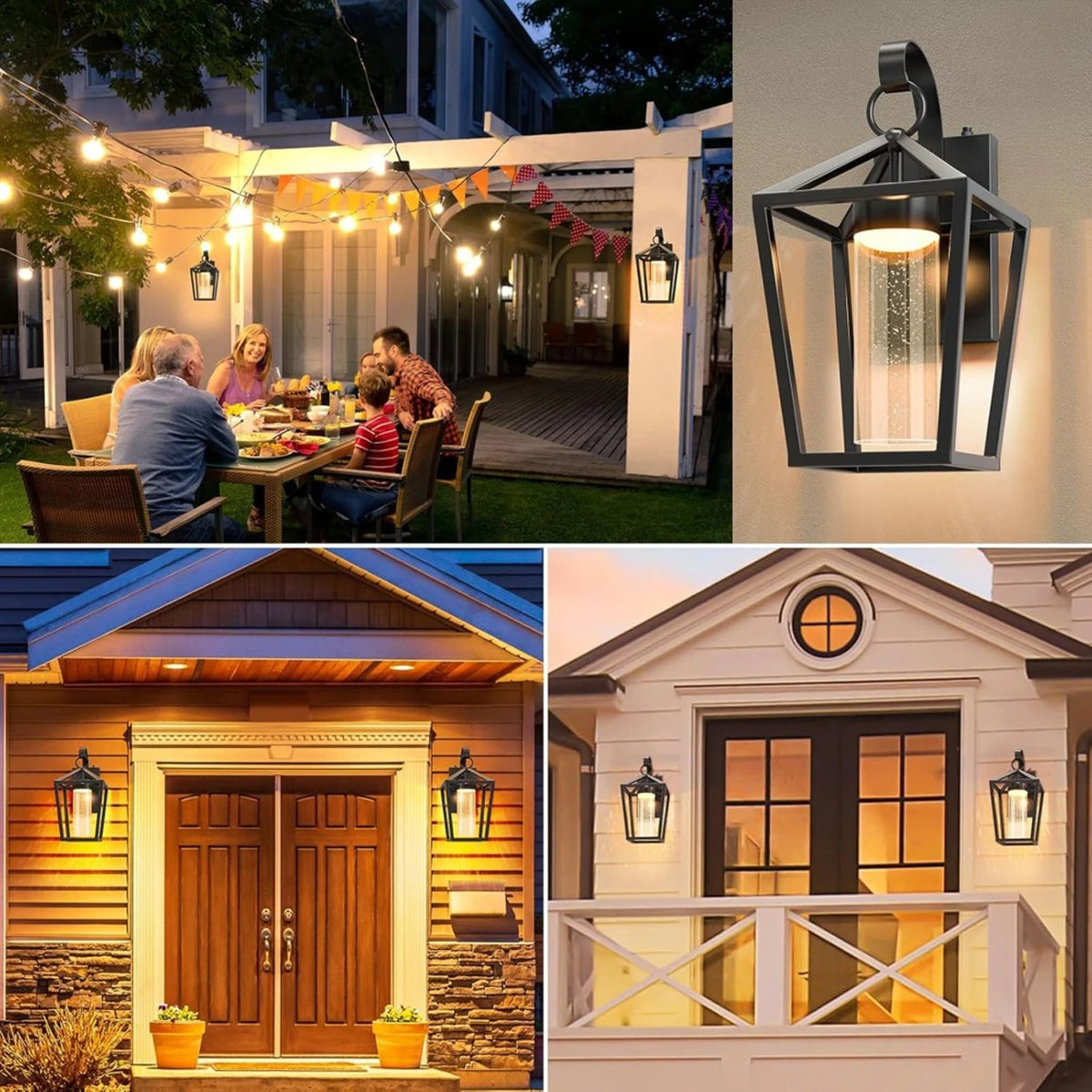 Dimmable Outdoor LED Sconce With Seeded Glass Dusk To Dawn