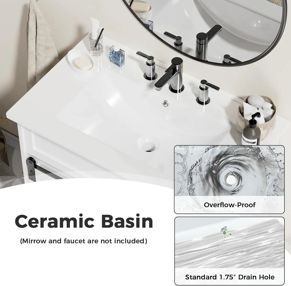 EVOKEDEN Farmhouse Bathroom Vanity With Sink And Barn Door Storage