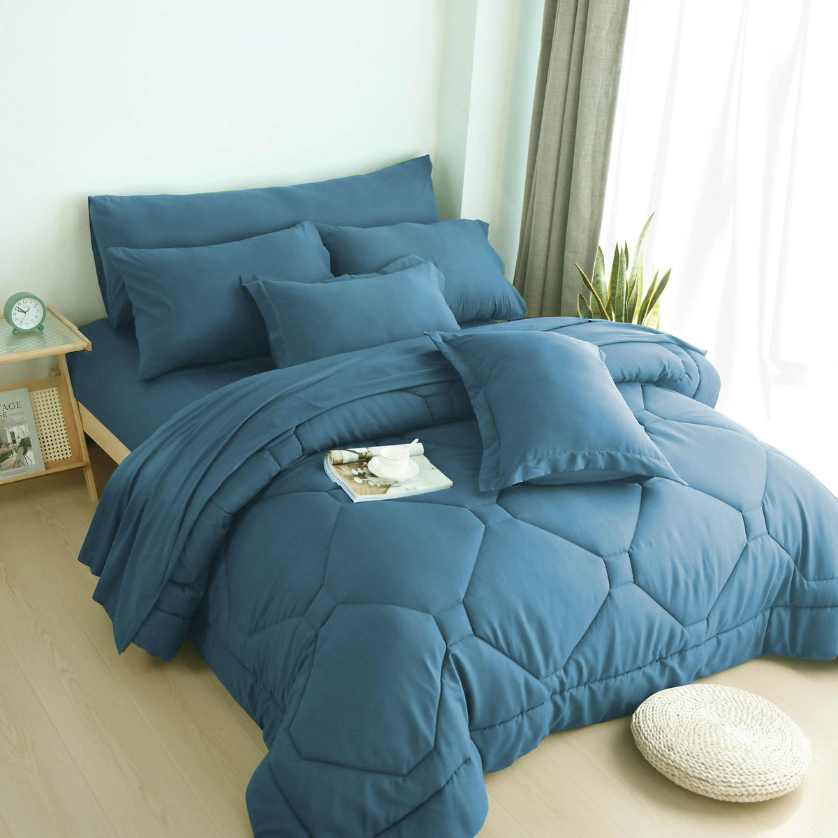 Modern Microfiber Comforter Set With Sheets Complete Bedding Set