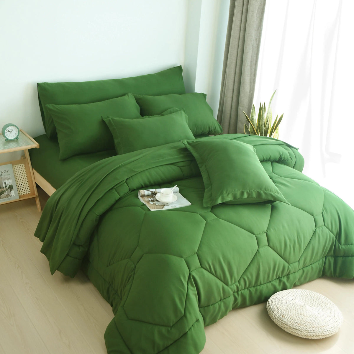 Modern Microfiber Comforter Set With Sheets Complete Bedding Set