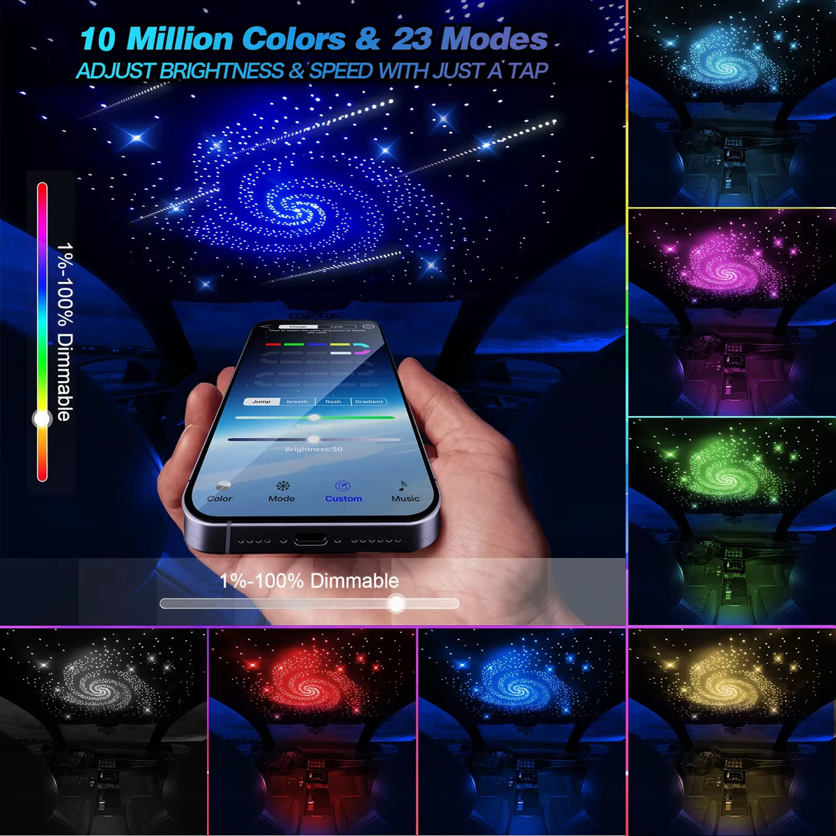VASTFIRE Twinkle Meteor Fiber Optic Starlight Headliner Light Kit