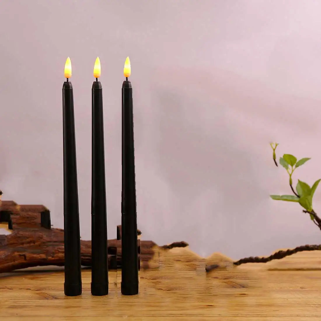Flameless LED Taper Candles With Realistic Flickering Halloween Glow