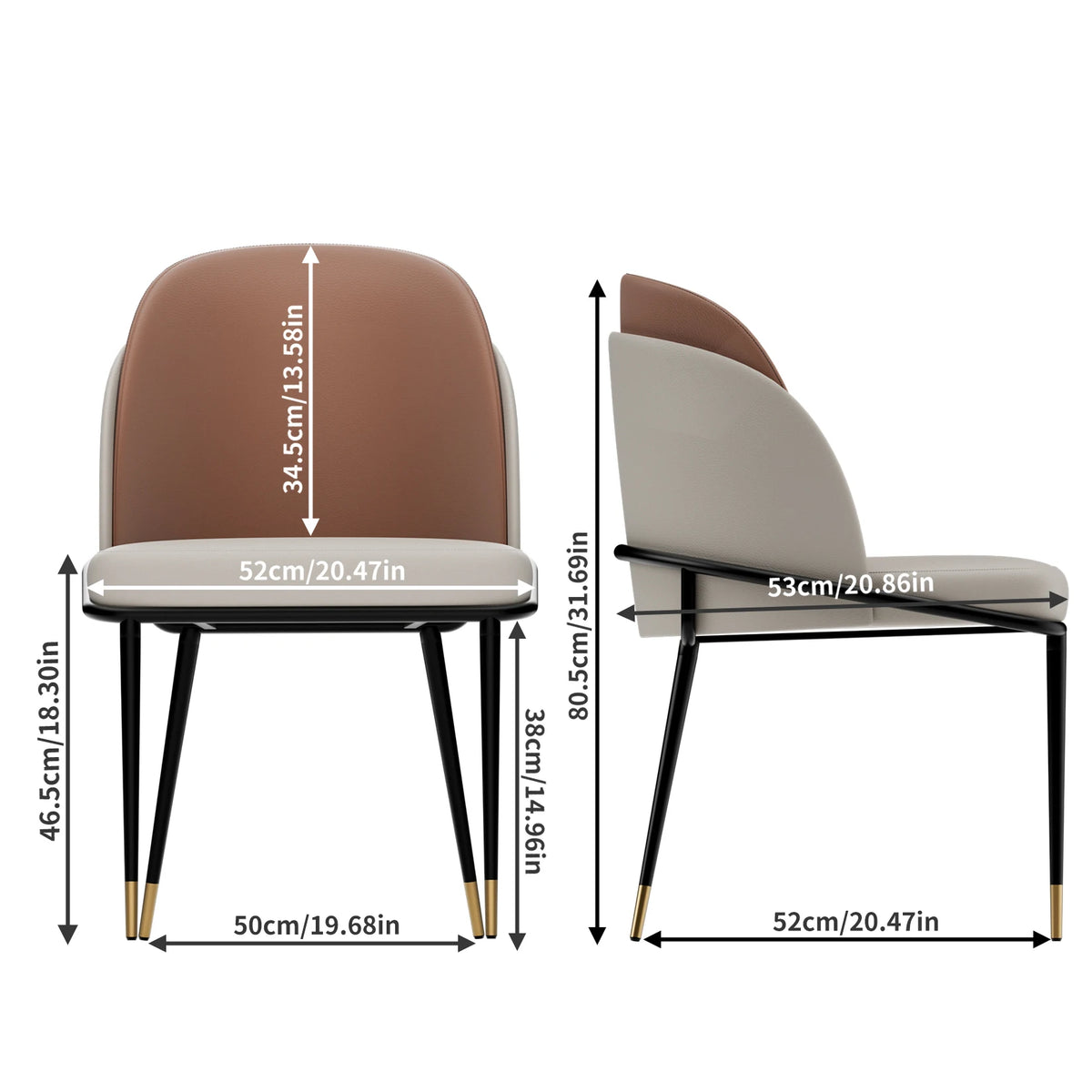 Modern Faux Leather Upholstered Dining Chairs Set of Two