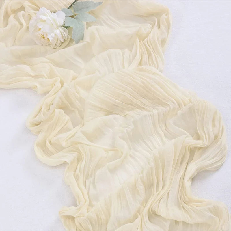 90x300 cm Knit Cloth Table Runner Wedding Birthday Party Banquet Decoration Gauze Fabric Voile Table Cloth Twist Table Cover