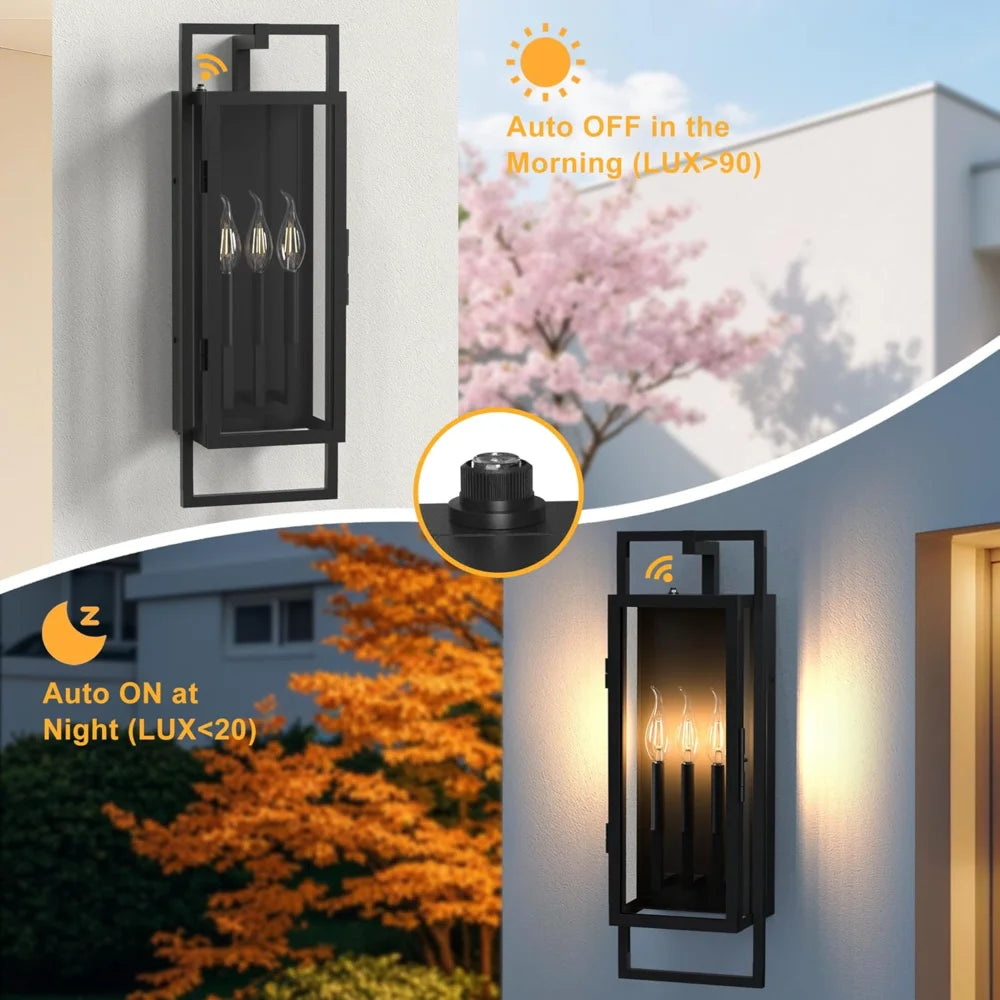 Dusk To Dawn Outdoor Wall Sconce With Seeded Glass Shade